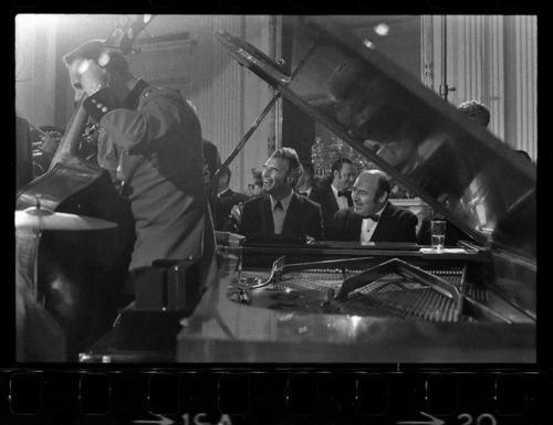 Wish-I-was-there history for the day: Dave Brubeck at the White House
Dave Brubeck and George Wein (founder of the Newport Jazz Festival) at the piano performing for Duke Ellington’s 70th birthday at the White House. A U.S. Marine Band member plays...