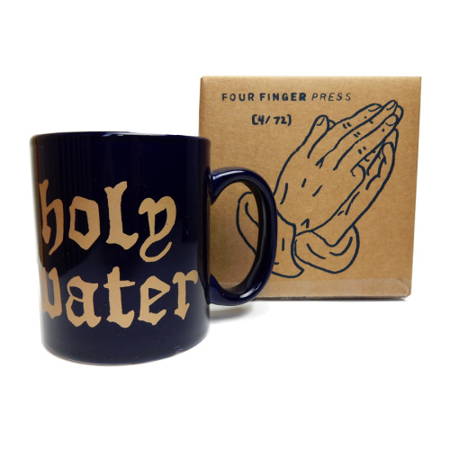 Another look at the holy water mugs. Each packaged in a hand printed box, with a numbered edition of