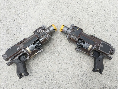 Modded a pair of Barricades for a friend.They needed to dual wield revolver style blasters for LARP,