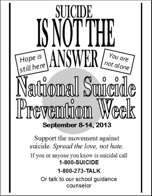 lead-your-own-army-love: Today is the official start of the National Suicide Prevention week. Please