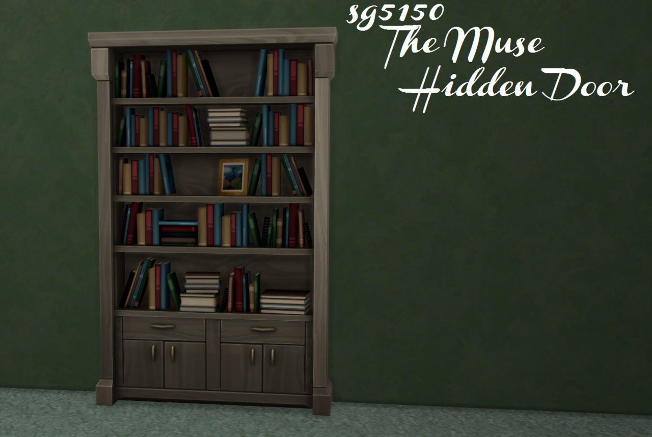 sg5150: “ sg5150 The Muse Hidden Door Maxis Design / Edits by sg5150 The Muse Hidden Door: 3134 poly Just a bookcase that slides to reveal access to another room. All Maxis colors included. No longer functions as a bookcase. Sims 4 MediaFire Download...