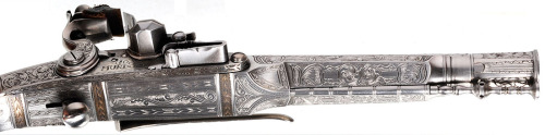 Handmade replica of a flintlock Scottish pistol, maker unknown.