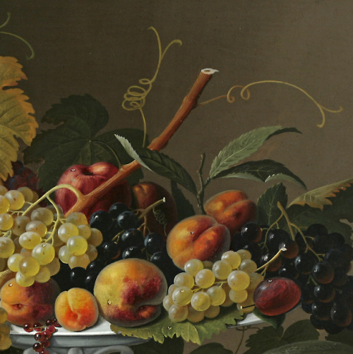 inividia:Still Life of Fruit and Wine on a Table, c. 1853. Severin Roesen (German, 1815–1872)