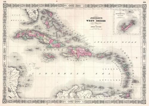 compulsivecartographer:  Johnson’s Map of the West Indies, 1864