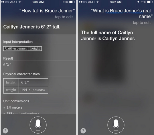 micdotcom:  Siri won’t let you get away with calling Caitlyn Jenner “Bruce” Thanks