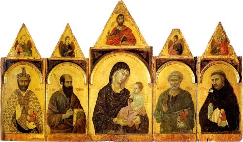 artist-buoninsegna:  The Madonna and Child with Saints, 1310, Duccio di Buoninsegna