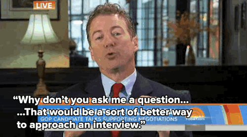 profeminist:  Watch Rand Paul Explain to a Female Reporter How to Ask a Question“New presidential candidate Rand Paul’s post-announcement media blitz took an unsavory turn Wednesday morning, when the Kentucky senator decided to play journalism professor