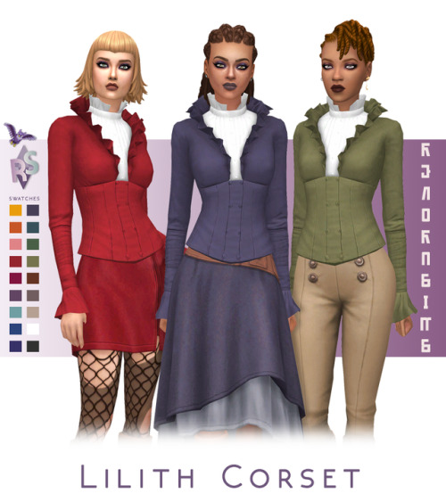 renorasims: Lilith Corset. A witchy corset from TS3 Supernaturals EP. I really really loved that pac