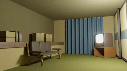 Dojima’s living-room in the short was made from scratch and referenced the P4 anime for textur