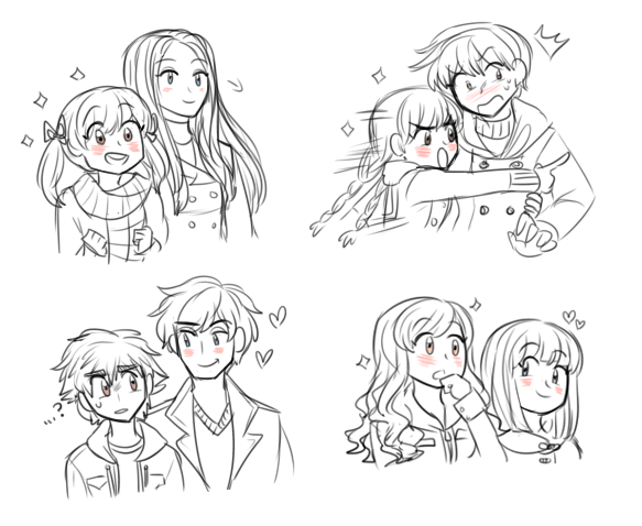 i drew the children going to the amusement park during the winter (i drew their manga