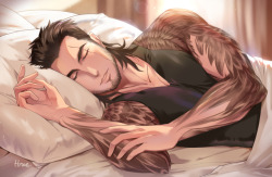 hinoe-0:  Commissioned work for my patron; Napping Gladio&lt;3Currently accepting commission at Patreon.https://www.patreon.com/HinoeI have added it as the pillow at Society6.https://society6.com/product/daytime-nap-gladio_rectangular-pillow