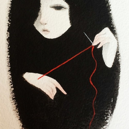 shardula: painting small piece for someone. inspired by edward gorey. ♥ #mayannlicudine