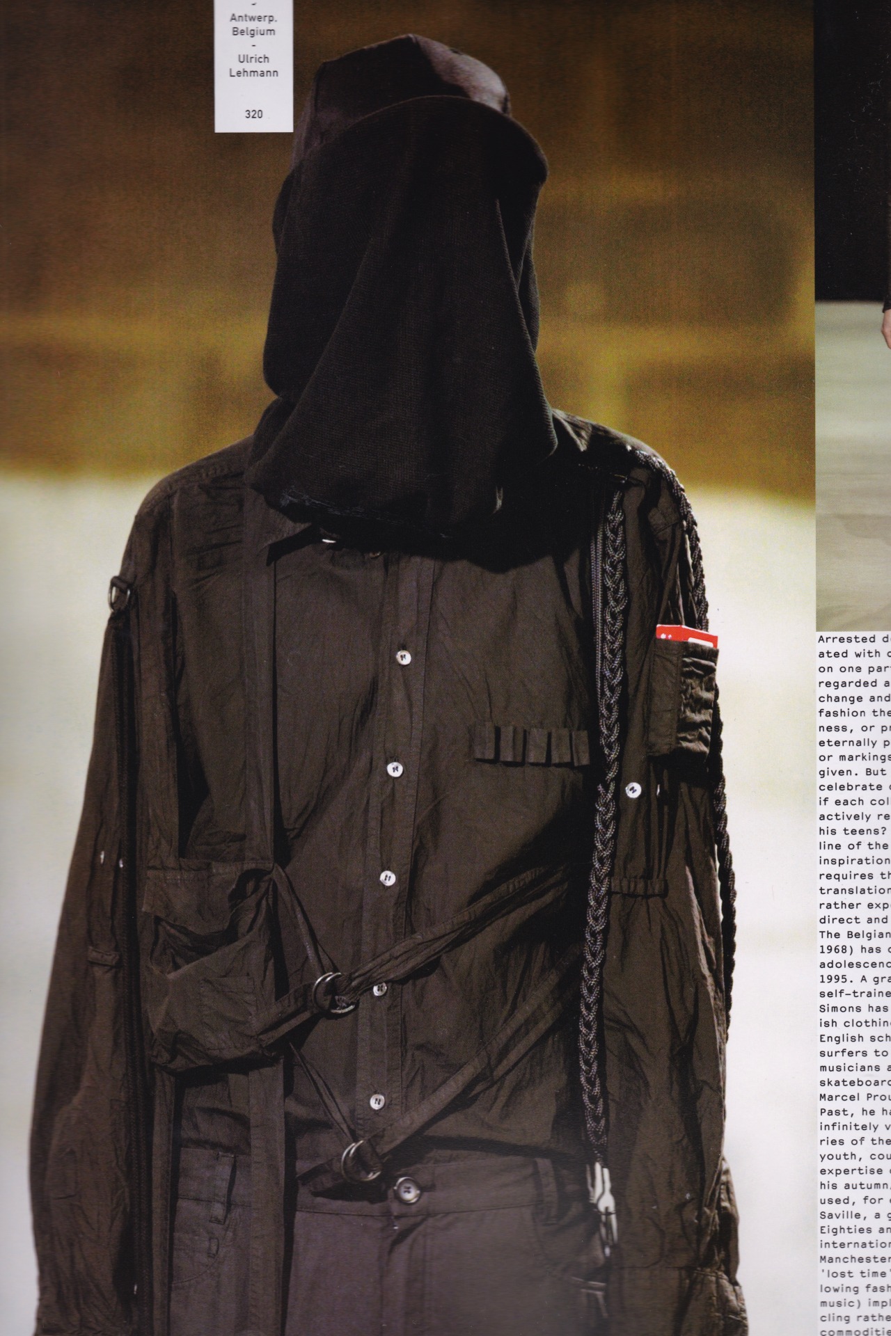 4archive:  Shirt, trousers and hood, Spring/Summer 2003 by Raf Simons, from Sample