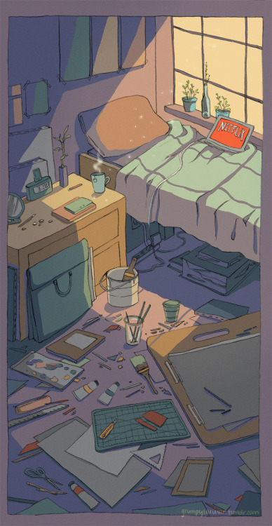 grumpylarvitar:I have so much homework, but I just want to go to sleep…Created for my illustration class.DesirePencil and Digital Color2015