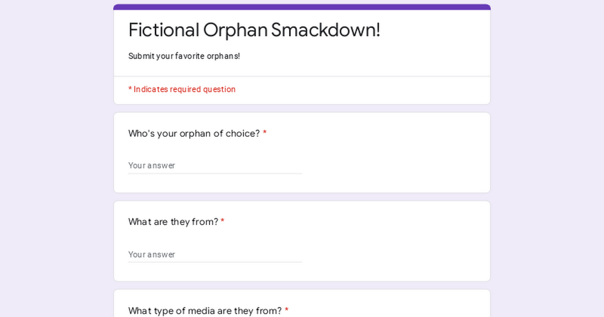 Fictional Orphan Smackdown!