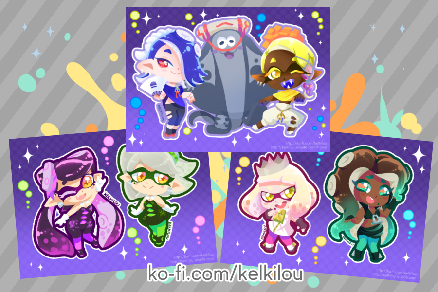 Splatoon mini prints are restocked in my store! ✨🐙🦑
(Don’t forget there’s stickers available too)
https://ko-fi.com/kelkilou/shop