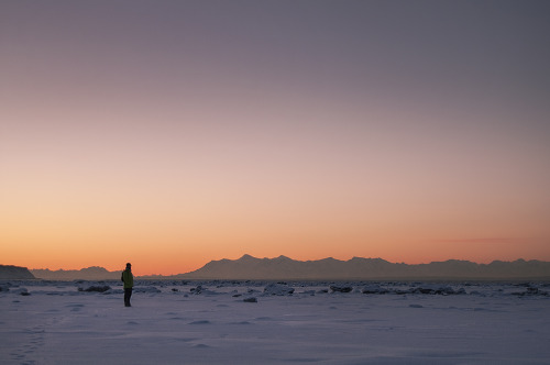 January sunset on Knik Arm in Anchorage, Alaska.