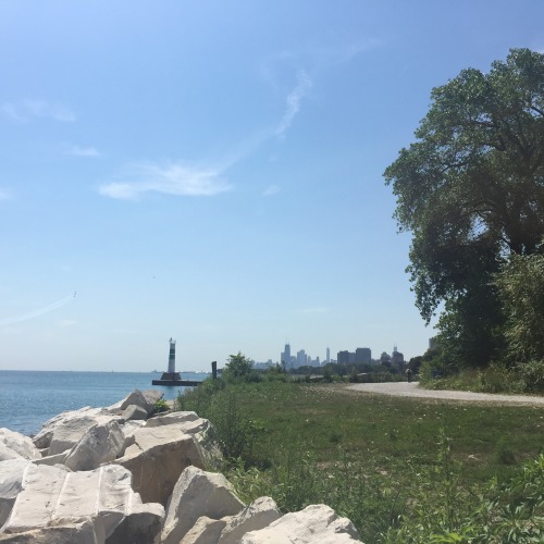 A view of the skyline from Montrose Beach.Chicago, IL