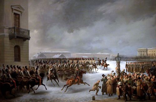imperial-russia:Vasili Fedorovich Timm:’ Attack of the Square of the Decembrists Horse Guards 