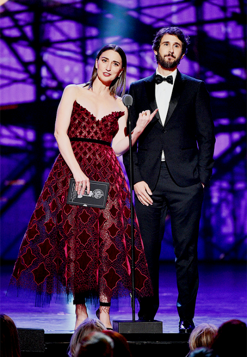 Sara Bareilles and Josh Groban present an award onstage during the 2019 Tony Awards at Radio City Mu