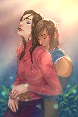 denimcatfish: Full piece for @catstealers-zines Korrasami Fanzine. &lt;3 &lt;3 &lt;3