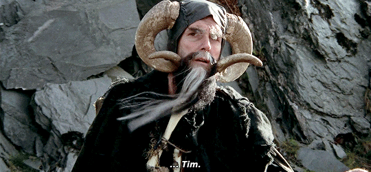 vintagegal:  Monty Python and the Holy Grail (1975) dir. Terry Gilliam, Terry Jones The Enchanter’s name is Tim because John Cleese forgot the character’s original name. He ad-libbed the line, “There are some who call me…Tim”. (x) 