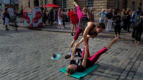 Acrobatics in the theatre production &ldquo;Flight&rdquo; which is currently on the Edinburgh Fringe