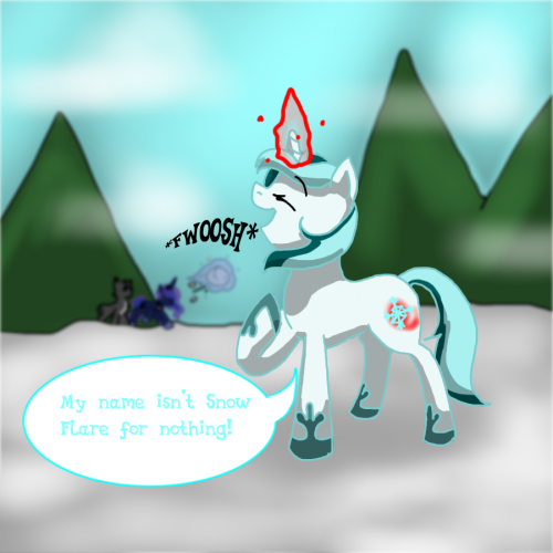 questionthecorps:  Snow Flare:“Oww…” Princess Luna:“Oh dear, perhaps I were a bit too harsh?” Wolfy:-“Nonsense, I Am Sure She Will Be Fine! My Apologies For Such A Poor Post, I Guess I Am A Lil’ Out Of Practice? I Do