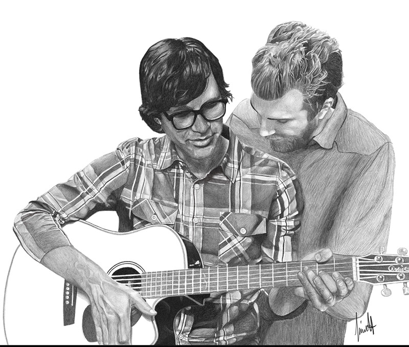 rhinkster:  Rhett teaching Link how to play the guitar.