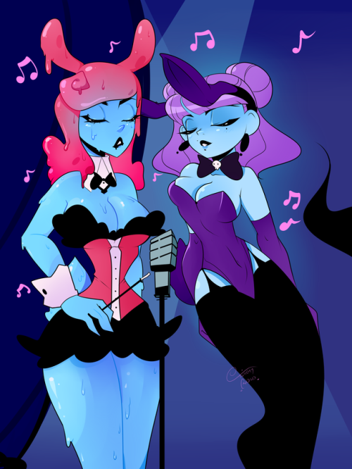 Drew another one of @zoestanleyarts​ characters because they’re hella fab and fun to draww. This is her bab Bibi and my ghost gal singing the blues <3