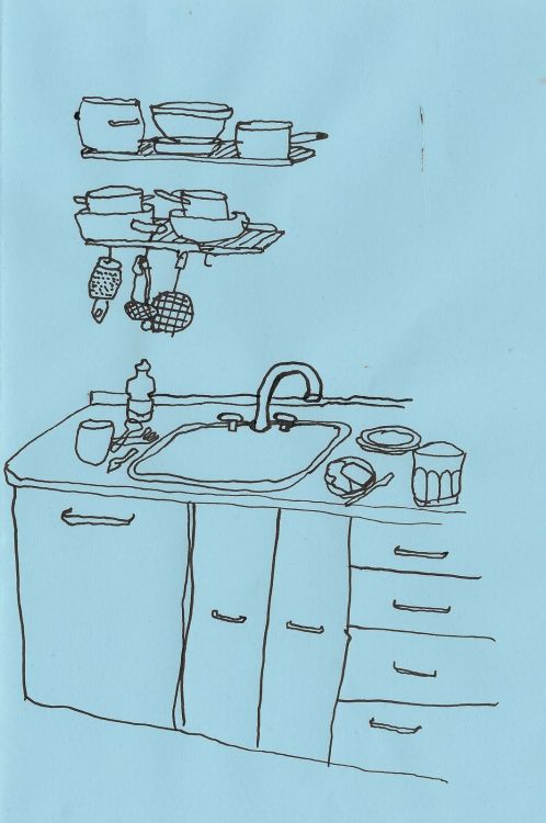 basquiatwowo:our kitchen + the kitchen at a summer house in sweden , old drawings 