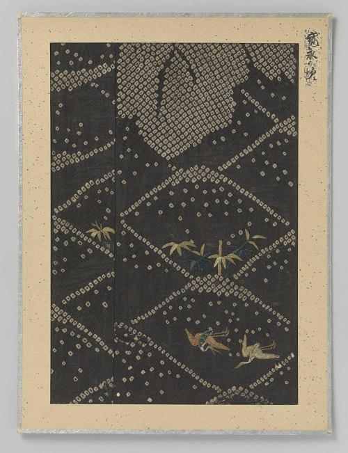 Embroidered textile fragments (Japan, 16th-19th century).1) Autumn plants (1764 - 1771)2) Wheels and