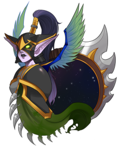 doxolove:  crest for one of my guild’s raiding teams, based off of young Maiev Shadowsong, circa Warcraft 3