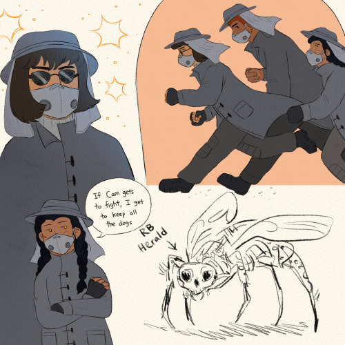 cheruehai:[ID: Three pages of drawings of characters from Nona the Ninth by Tamsyn Muir. 1. Camilla 