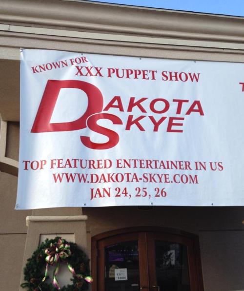 It’s a rare day that anything surprises us, but we have to admit that “known for XXX puppet show” dropped the jaw – just a little. I hope there are OhMiBod vibes in this production.
(Spotted by an awesome person in Bossier, Louisiana)