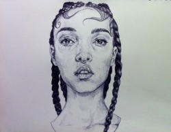 eus:  FKA twigs Drawn by me in black biro