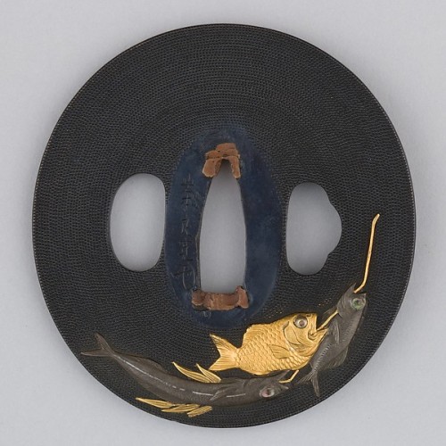 fishstickmonkey:Sword Guard (Tsuba)Date: ca. 1615–1868 Culture: Japanese Medium: Copper-gold a