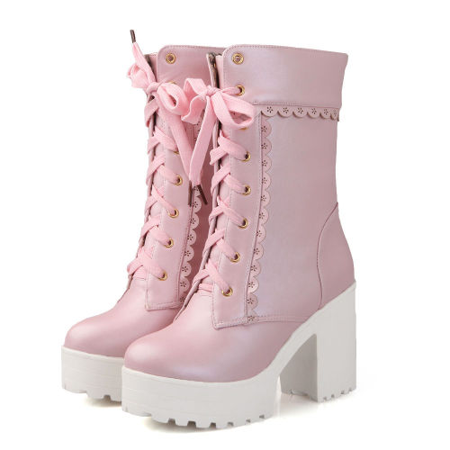 kawaiiconnection:Women’s Platform, Square Heel, Lace Up, Ankle Boots - US ฦ.92Click Here for the Cutest Fashion Finds!