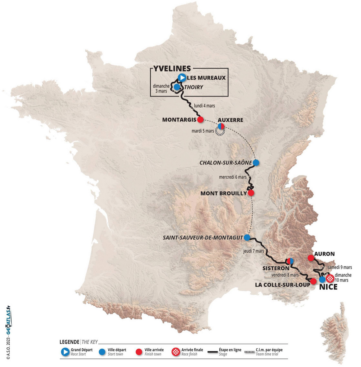 Paris-Nice route map 2024