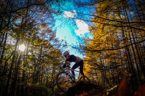 yufta: Bring your cross bike, ride in autumn colors. ＜今日のRapha＞ Long Sleeve Club Jersey ¾ Bib Shorts