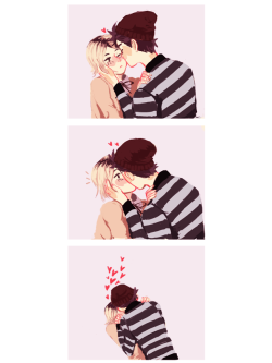 elvishness:  more kisses~ i’m so proud of myself for thinking of drawing kuroo in a beanie 