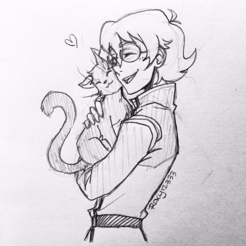 roxy12333: Quick doodle of Pidge hugging a cat for lulukohime on Twitter : 3 