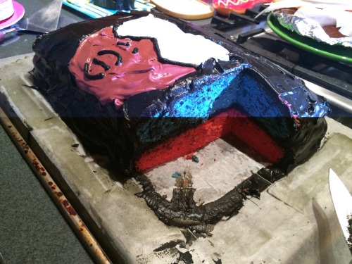 crashboxtime:  My birthday cake was garnets head with ruby and sapphire on the inside. Total score.