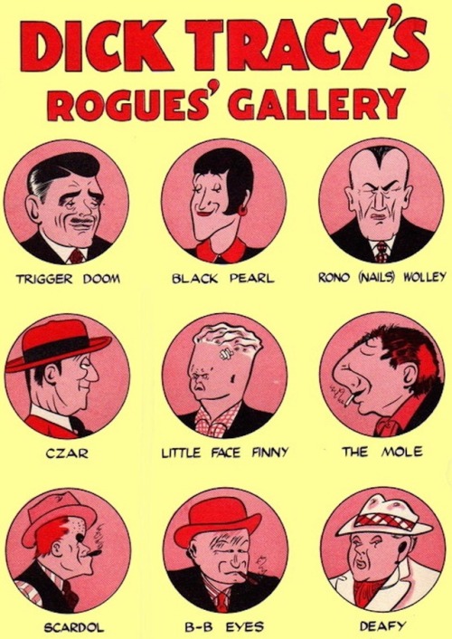 talesfromweirdland:An assortment of Dick Tracy villains.After Batman, Chester Gould’s Dick Tracy com