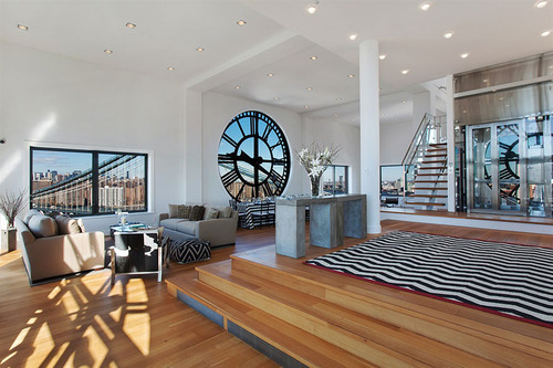 Old clock tower that has been converted into a penthouse apartment.