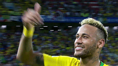neymarjrs:Neymar Jr greets his son in the crowd after Brazil qualifies for the Round Of 16 during the 2018 FIFA World Cup.