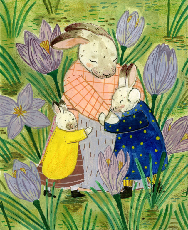 Bunnies in a crocus patch... I may turn this one into a card! 🌸