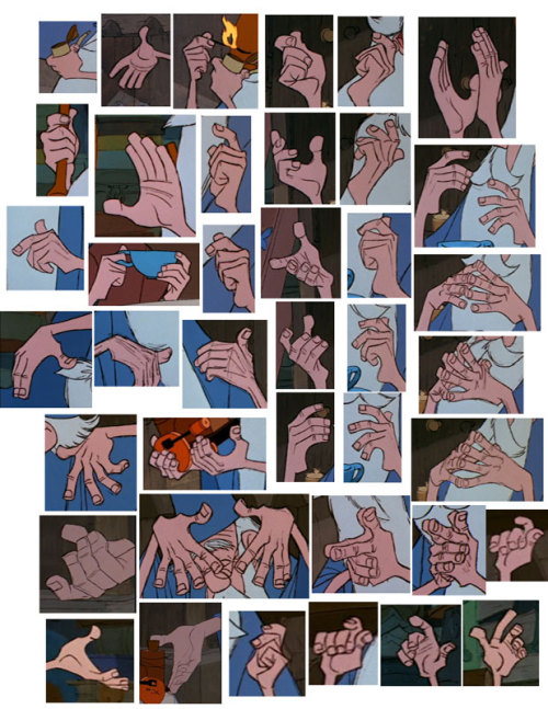 giancarlovolpe: americanninjax: anatoref: Cartoon Hands Reference Top Image Row 2, by  Milt Kahl 