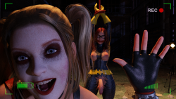 squarepeg3d:  God help us, she found a camera. “How ya doin’ fine people a Gotham? Harley here to ask you if yuh tired of havin’ rodent problems?” 