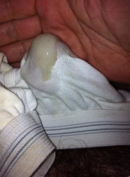 cumslutbitchbear:  This is why my tightie-whities are so stiff and yellow and rank—I can’t stop jizzing in them! 